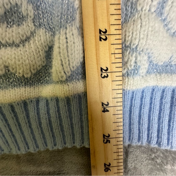 VTG 80s 90s Rose Textured 3D Knit Sweater Wms M NO SIZE TAG USA Pastel Glitter - Picture 10 of 14